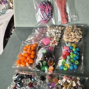 Colorful Unique Bundle Of Beads And Ribbons  Craft Kit Vintage To Now